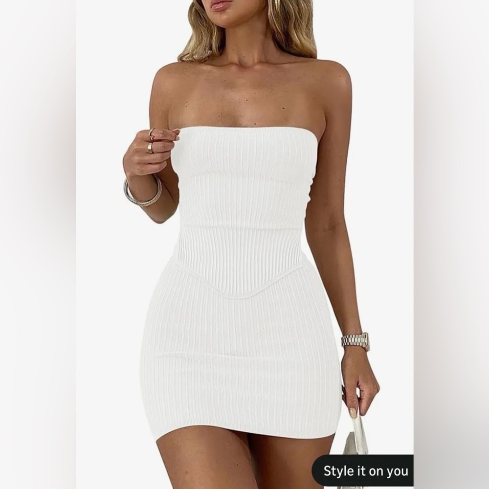 White Strapless 2 Piece Set